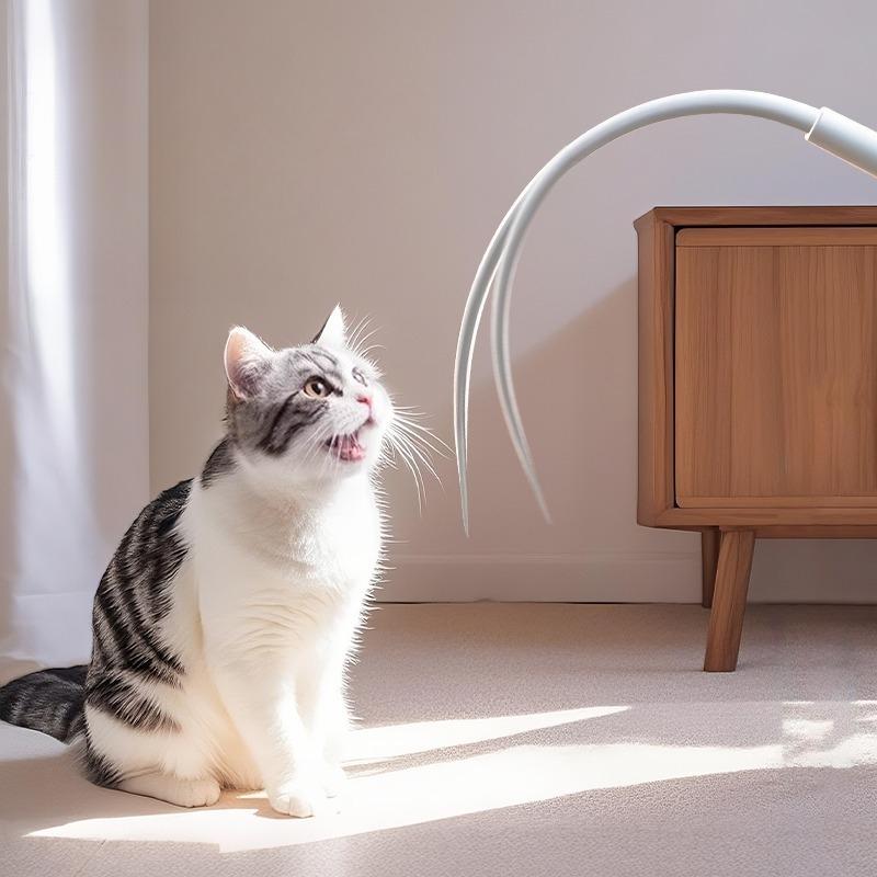 Cat Teaser Stick Toy Simulated Mouse Tail Silicone Cat Teaser Toy Funny Kitten Toy Durable Teasing Cat Toy Supplies