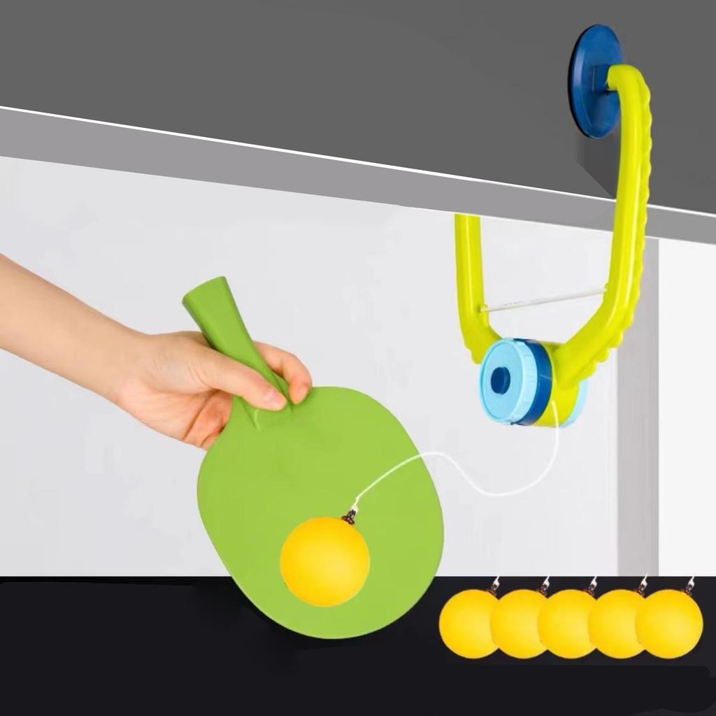 Adjustable Hanging Table Tennis Trainer with Racket / Balls Portable Table Tennis Exerciser for Kids and Children