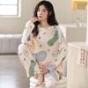 Pijama feminino de poliéster, tamanho grande 5XL, primavera/outono, xadrez, manga comprida, conjunto de roupa de dormir, feminino, simples, solto, casual