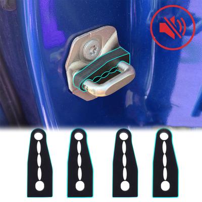 Pakuotėje 4 automobilio durų spynų slopinimo trinkelių rinkinys Guminių automobilio durų spynų pagalvėlių rinkinys Sumažinkite triukšmą ir drebėjimą Mėgaukitės tyliu uždarymu