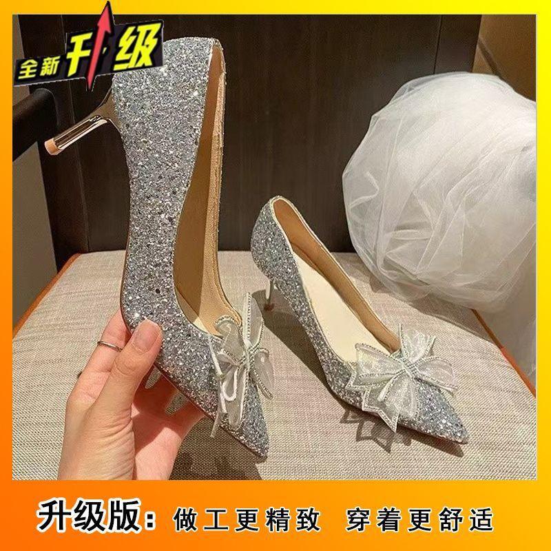 

Beautiful design temperament bow high heels women s spring and summer 2025 new fashion versatile comfortable single shoes women 40