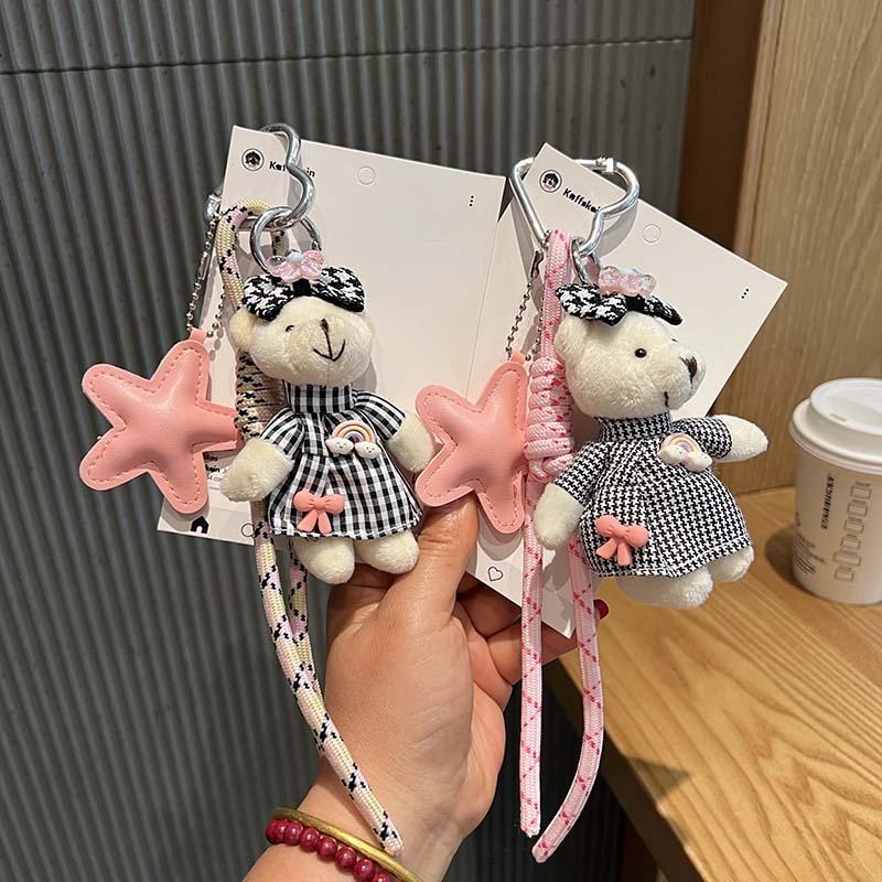 Fashion Little Bear Key Chain Five-pointed Star Braided Rope Pendant Girl Backpack Decoration