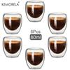 6PCS 80ML/2.7OZ Set High Borosilicate Double-Layer Coffee Cups Creative Transparent Insulated Espresso Water Drink Glass Cups