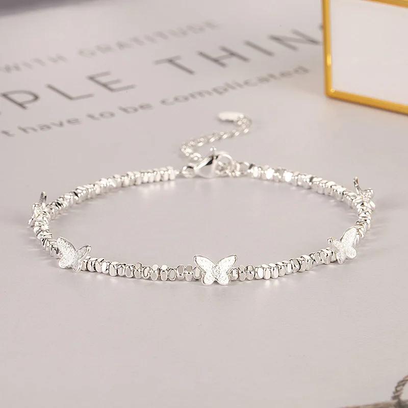 925 Silver Zircon Love Heart Bracelet For Women Bowknot Stars Bead Snake Bone Chain Jewelry Gift Dropship