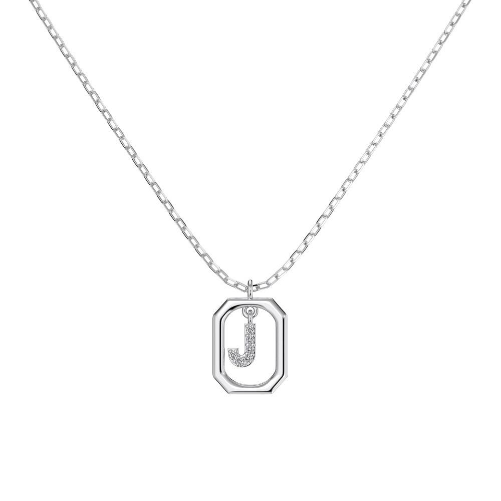 925 Silver Alphabet Pendant Necklace with Zircon Detailing - Women's Elegant & Unique Design