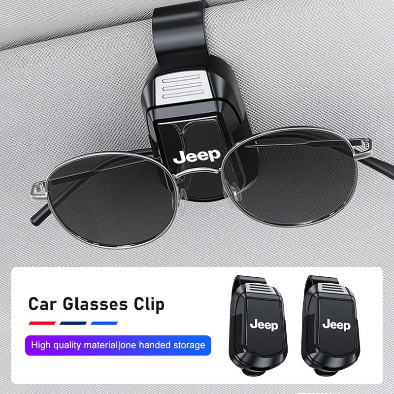 Car Glasses Clip Sun Visor Card Holder Ticket Clamp For Jeep Grand Cherokee Wrangler JK Gladiator Compass Renegade Wagoneer