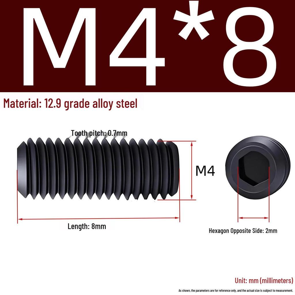 Grade 12.9 Hex Socket Headless Set Screw (M3-M16)