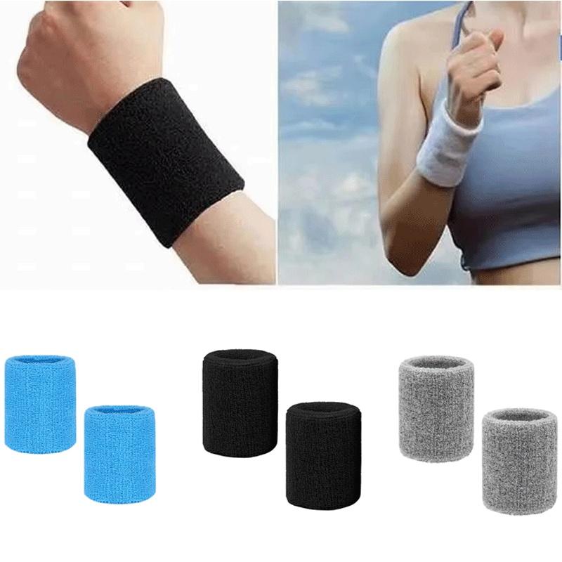 1-3pairs Set Breathable Cotton Wrist Sweatbands Sweat Absorbent Wristbands for Tennis Football Basketball Running Gym