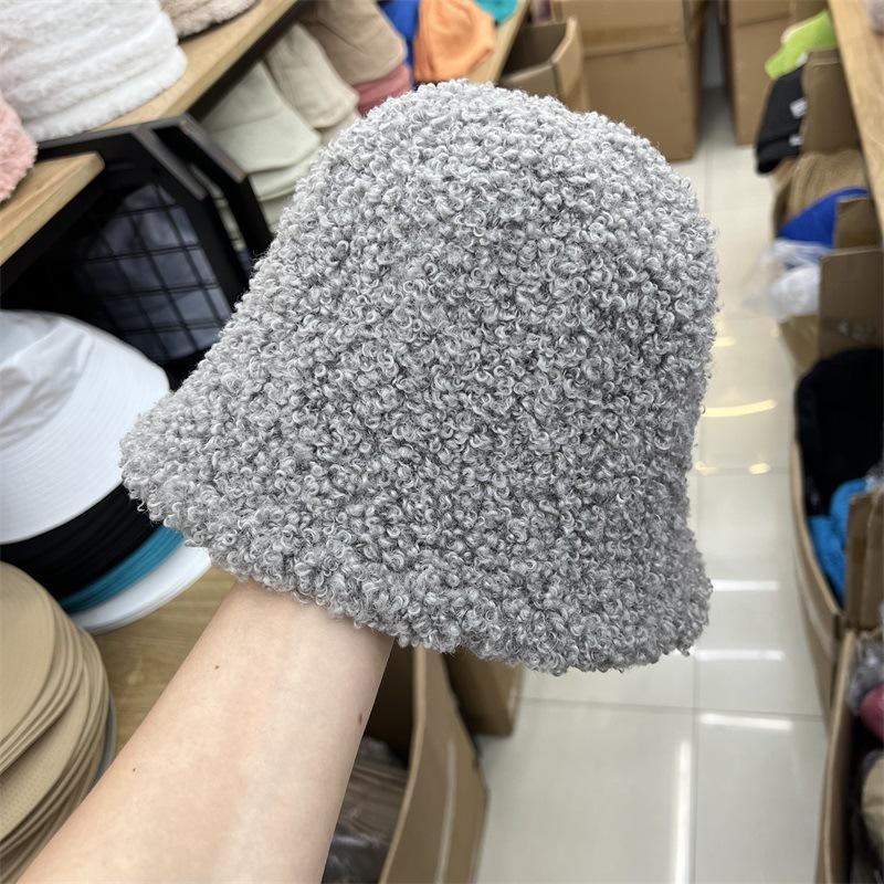 

Простая круглая пряжа плюшевая панама женская литературная и художественная маленькое лицо теплая модная ретро шляпа рыбака M（56-58cm） серый