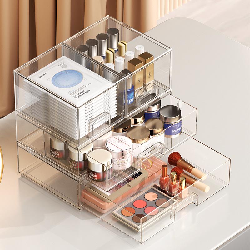 Transparent Stackable Makeup Storage Box for Lipstick, Mask & Skincare