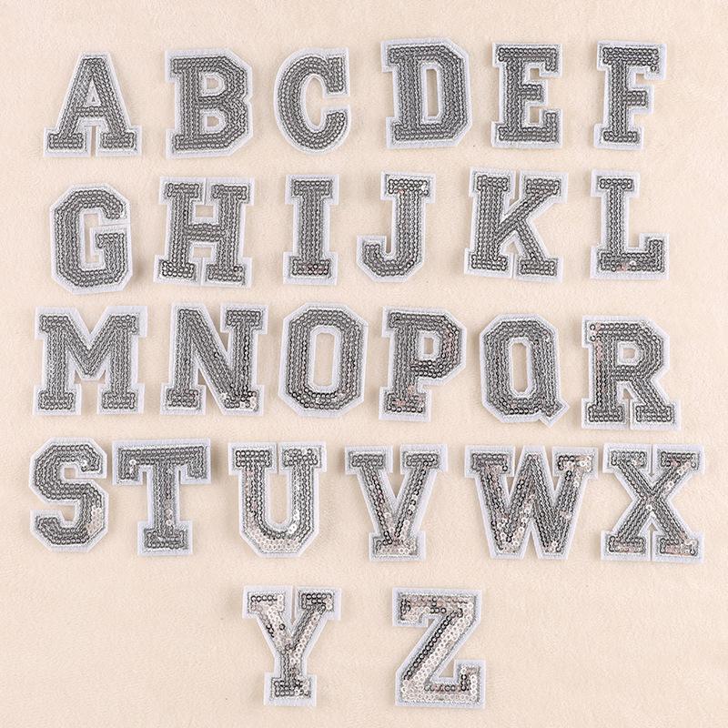 Accessories Bead Sequins Embroidery Cloth Label 26 English Letters Patch Sticker Accessories Computer Embroidery Label Badge Cloth Sticker