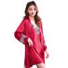 2024 Spring/Summer Women's Silk Pajama Set: Sexy Camisole & Thin Ice Silk Nightgown with Korean Style Robe