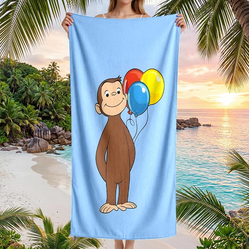 Curious George Fashion Beach Towel: Ideal for Summer Adventures Soft, Absorbent and Quick Drying Suitable for Swimming and Bathing