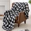 1PC Blanket for Couch Sofa Bed Plaid Decor Black White Checkered Blanket Cozy Fuzzy Soft Lightweight Warm Blankets  All Seasons
