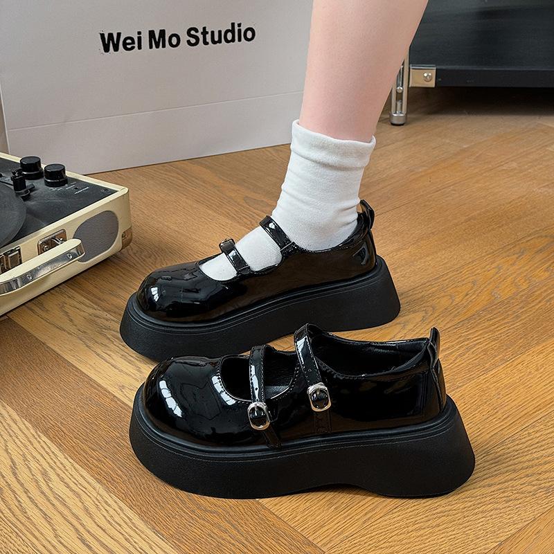 

Black Mary Jane Shoes Women s Lightweight Platform Muffin Shoes College Uniform Shoes Vintage Versatile Small Leather Shoes 40