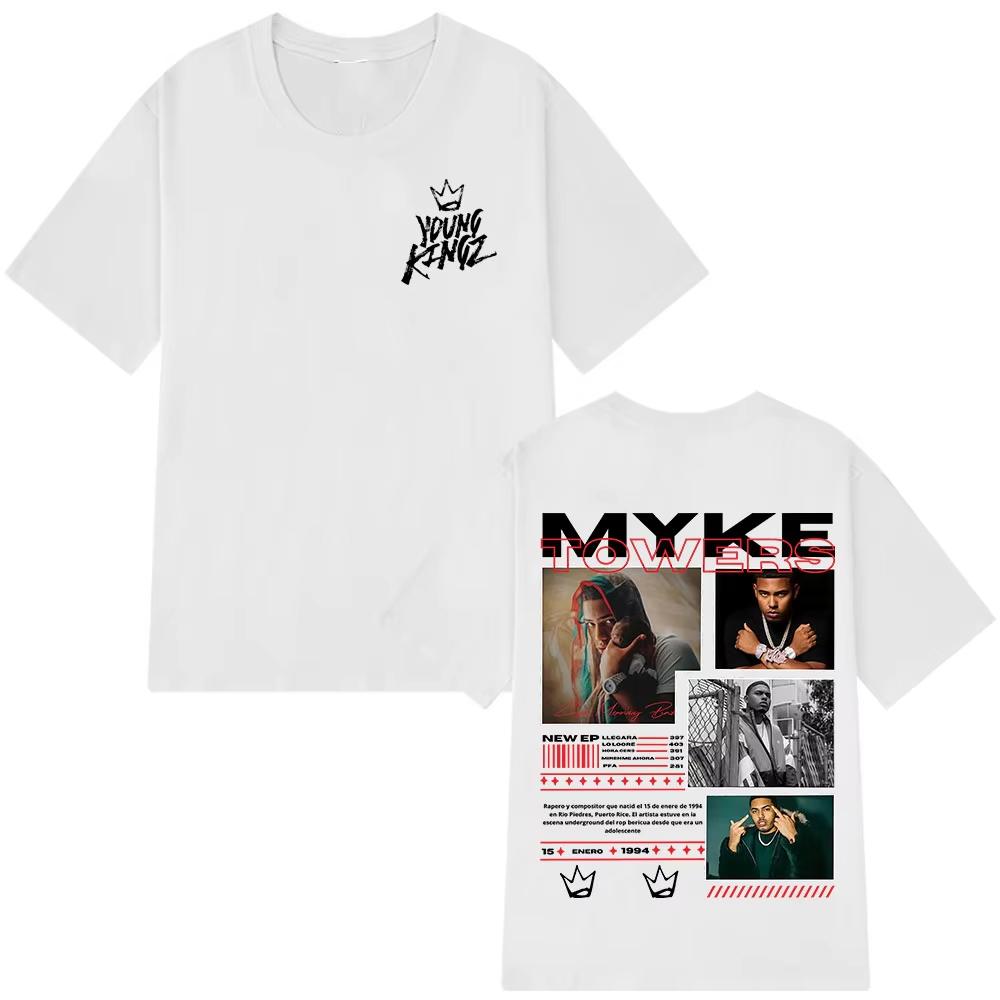 Myke Towers T-Shirt Vintage Washed Cotton Graphic Tee Unisex Oversized Crew Neck Short Sleeve Latin Trap Streetwear Top Merch Gift