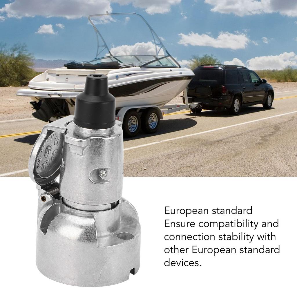 7 Pin Trailer Plug Socket European Standard Aluminum Trailer Trailer Connector Adapter for RV Boats 12V