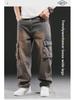 Men's American-Style Multi-Pocket Wide-Leg Loose Workwear Jeans, Large Size