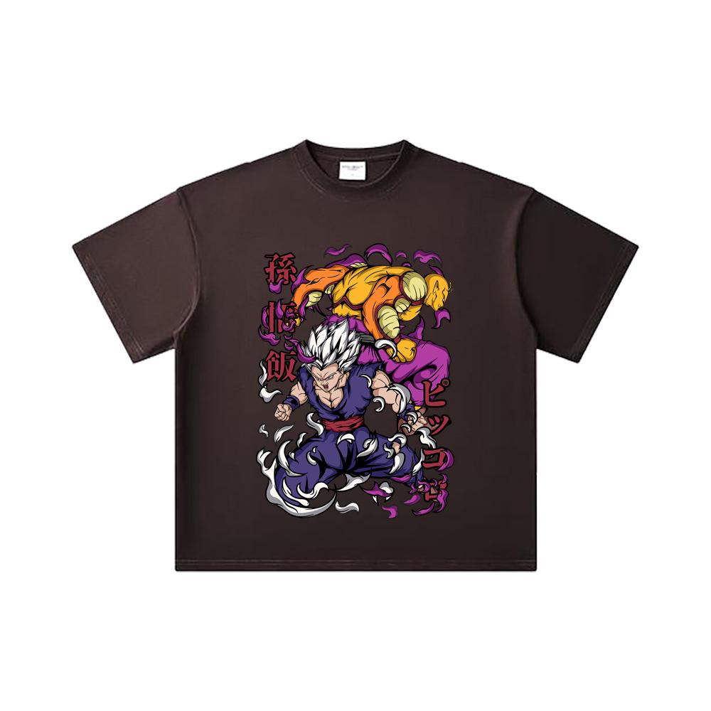 260 GSM Double Yarn 32 Count 100% Cotton Dragon Ball V57 Gohan Piccolo Print Unisex Heavy Cotton T Shirt
