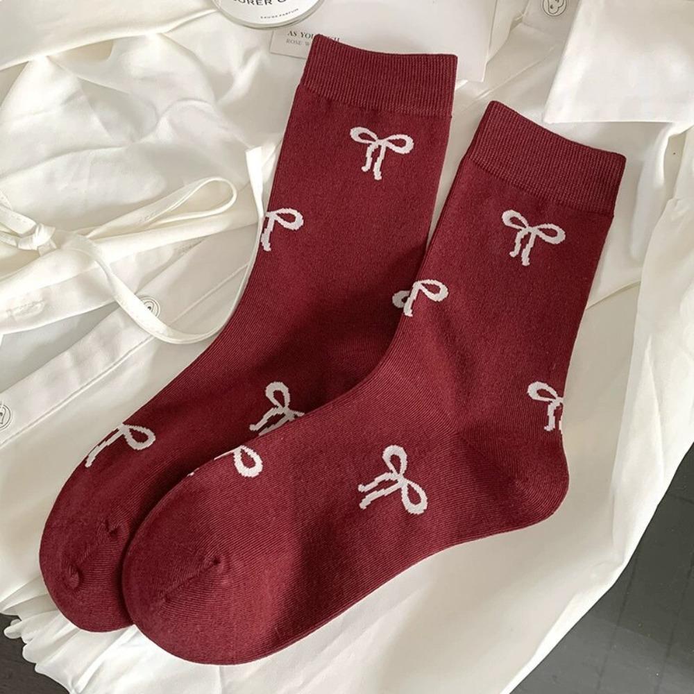 

2 Pairs Knited Middle Tube Socks Cute Women‘s Socks New Cotton Socks for Girls