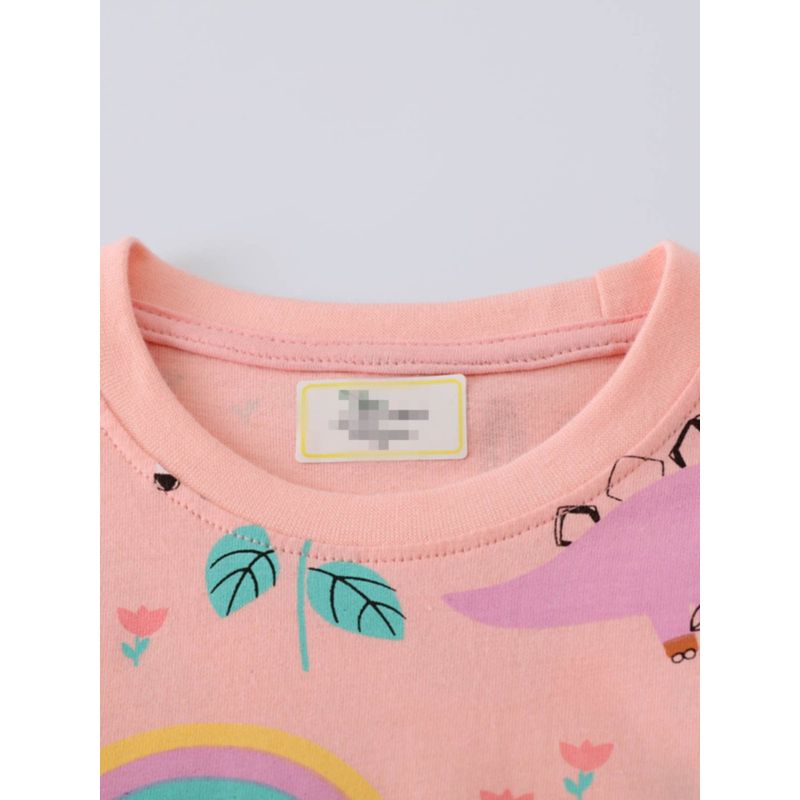 Foreign Trade Children's Clothing Pink Unicorn Girls' Dress Autum New Style Kidsren's Pure Cotton Long-Sleeved Princess Dress for Babies