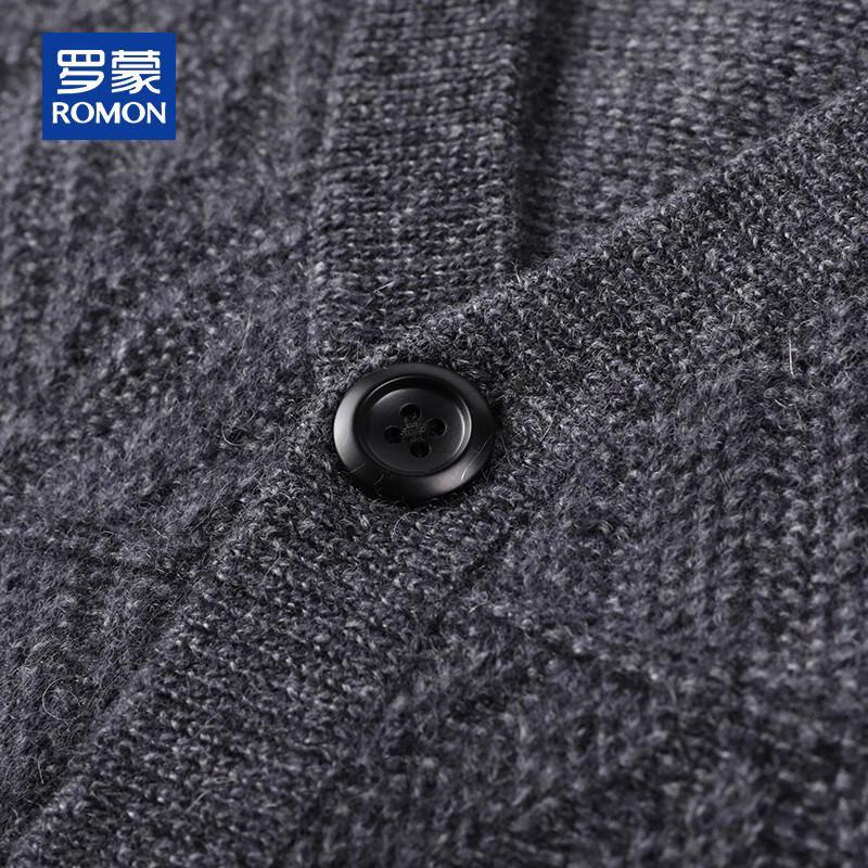 ROMON Men's 100% Cashmere Thickened V-Neck Cardigan