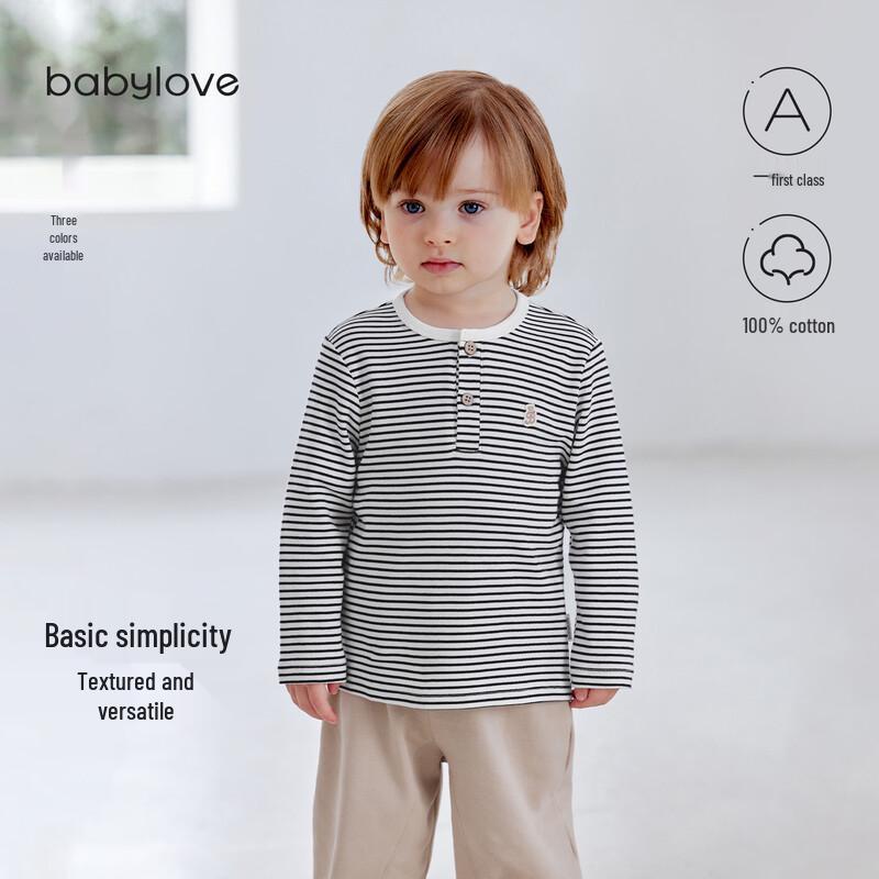 Babylove Infant/Toddler Striped Long-Sleeve Cotton T-Shirt