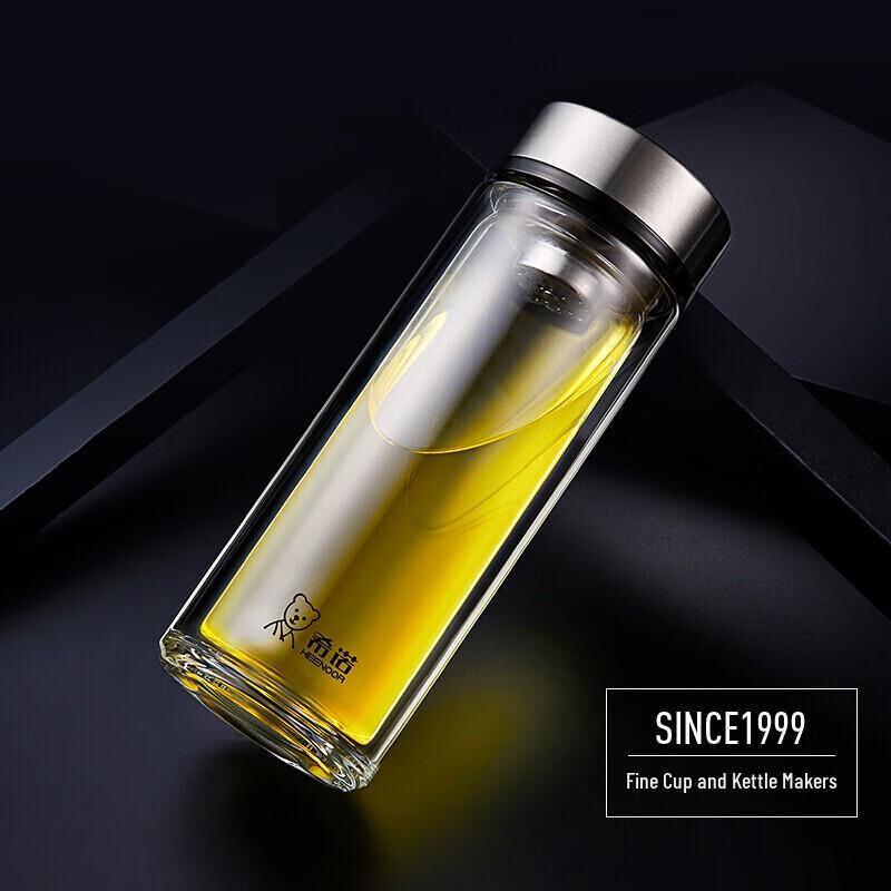 HEENOOR Double-Layer Glass Travel Mug