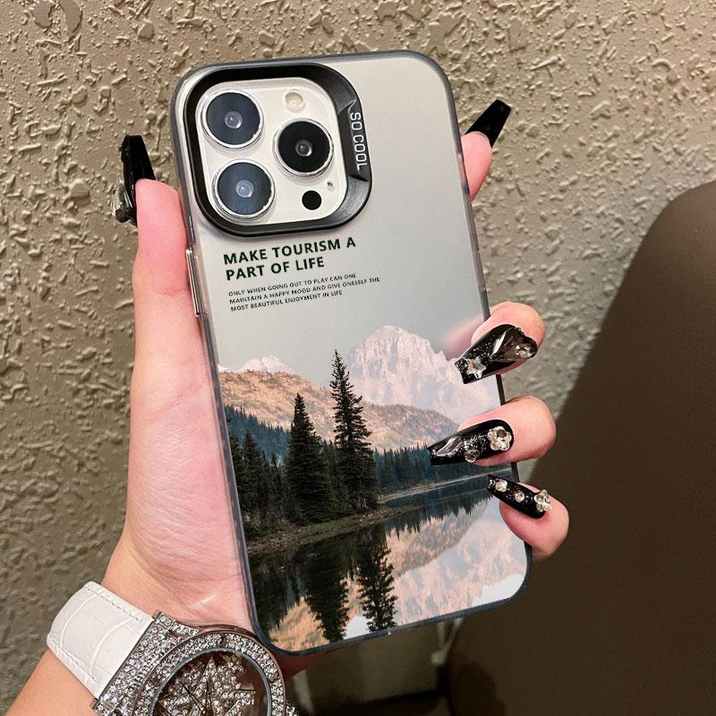 Travel Mountain Beach Proverb Laser Phone Case for Iphone 16 15 14 Pro Max Plus 17 Pro Max 13 12 Mini 11 Pro Max Cover Fundas