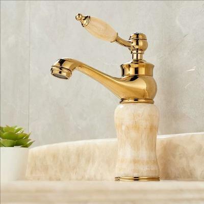 Roségold Luxus Badezimmer Waschbecken Armatur Einzelner Jaspis Griff Waschtischarmaturen Wasserhähne Messing Natürlicher Jaspis Waschbecken Armatur
