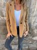 2025 Women's Casual Woolen Overcoat with Turn-down Collar and Buttoned Faux Pockets - Autumn/Winter Collection
