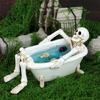 Halloween Decoration Skull Planter Bathtub Resin Crafted Plant Container For Home Office Or Garden