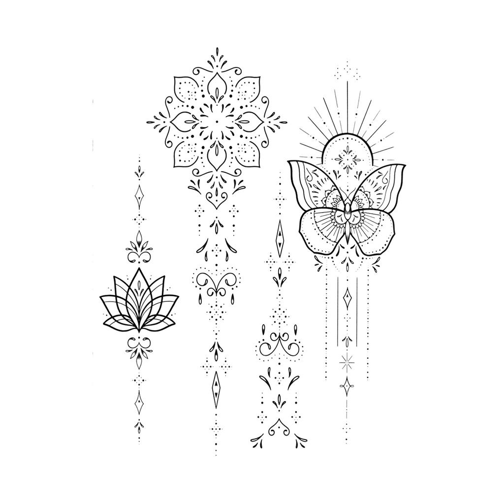 Advanced Sense Thorns Sun Moon Lotus Totem Crown Butterfly Love Flower Arm Waist Tattoo Sticker