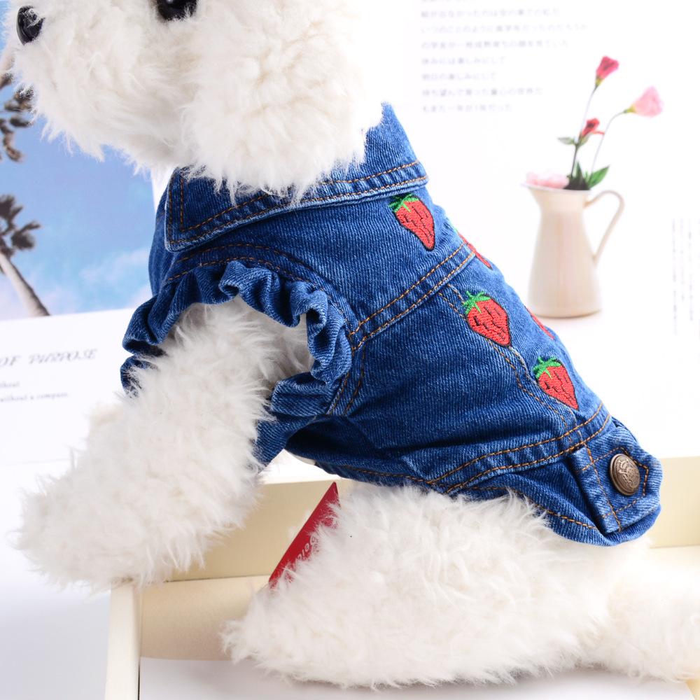Pet cat puppy dog clothes spring and autumn vest than bear pomeranian teddy princess denim vest jacket winter