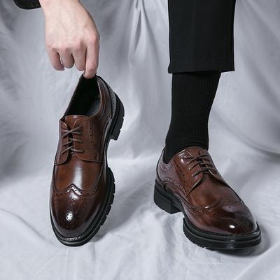 Mode Retro Klassische Formelle Schuhe Herrenschuhe Schwarz Braun Dicke Sohle Lässig Business Block Gentleman Gesellschaftsschuhe Größe 38-46 Herrenschuhe