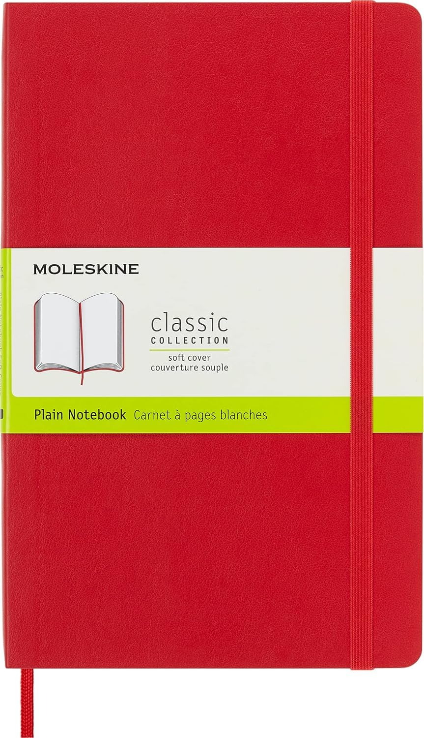 

Moleskine Classic Notebook, Large, Plain, Scarlet Red, Soft Cover (5 x 8.250)