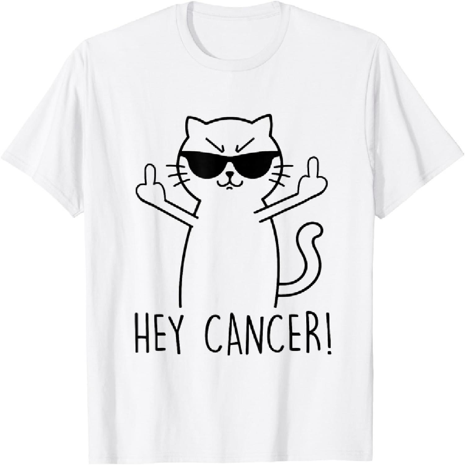 Hey Cancer F U Funny Meme Cat Middle Finger Fck Cancer T-Shirt XXXXXL белый