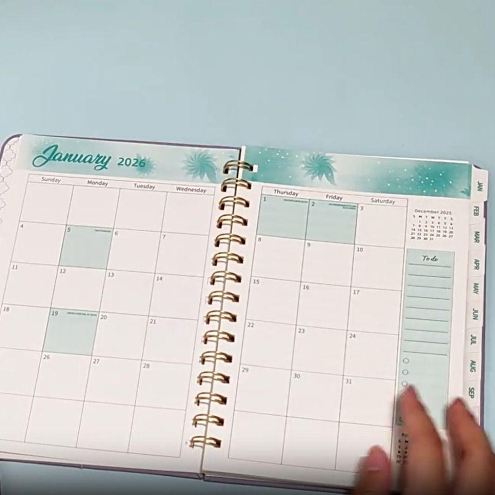 PU Leather Cover 2026 Weekly Monthly Planner A5 Daily Notebook Daily Planner Notepad  School