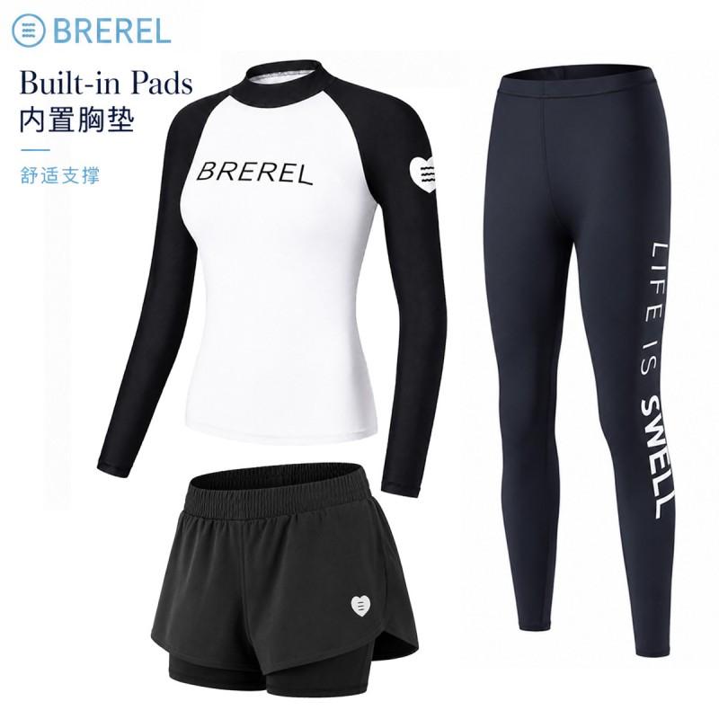 Womens Long Sleeve UPF 50 Rash Guard Swimsuit With Chest Pad Snorkeling Surfing Jellyfish Protection