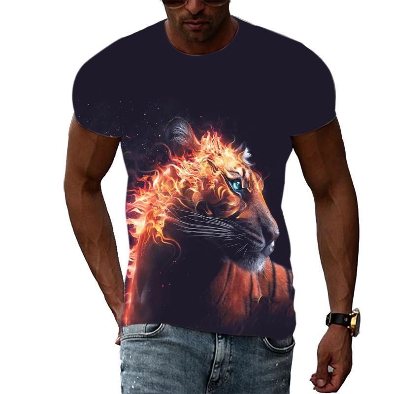New Fashion 3D Printing Animal Tiger Graphic T Shirts Summer Casual Trend Hip Hop Harajuku Style T-shirt Trendyol Men's Store