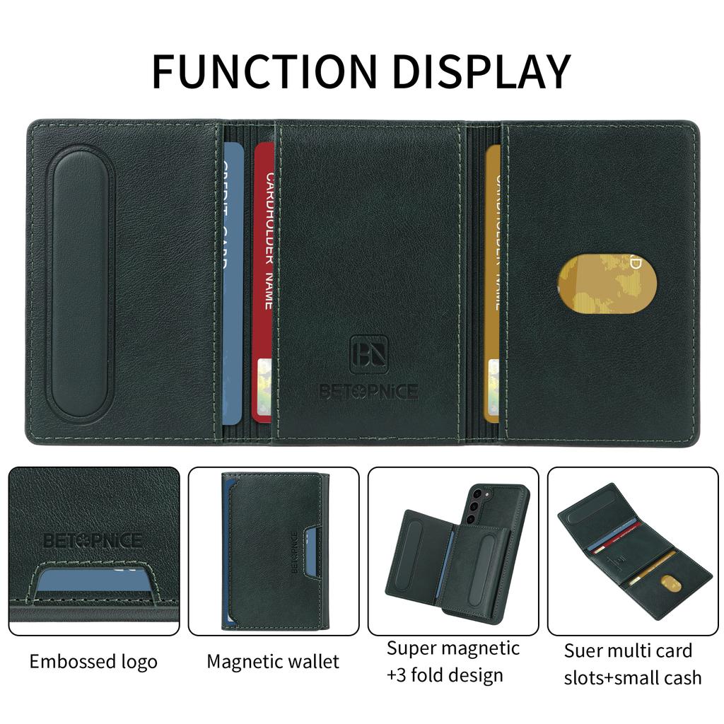 Für Samsung Galaxy S23+ Magnetische Hülle BETOPNICE Leder Handyhülle Ständer mit Abnehmbarer Kartentasche