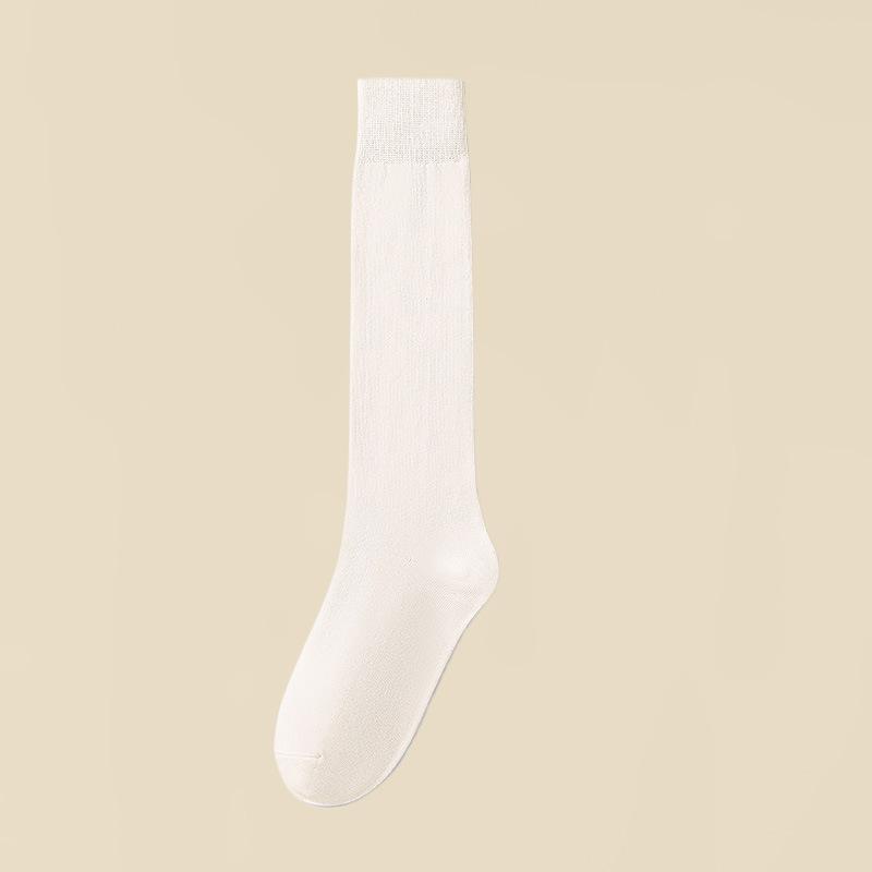 Гольфы до колена для женщин Весна и Осень, Длинные гольфы до бедра, Однотонные хлопковые носки, Универсальные компрессионные утягивающие, махровые носки, гольфы до колена 1 pair белый