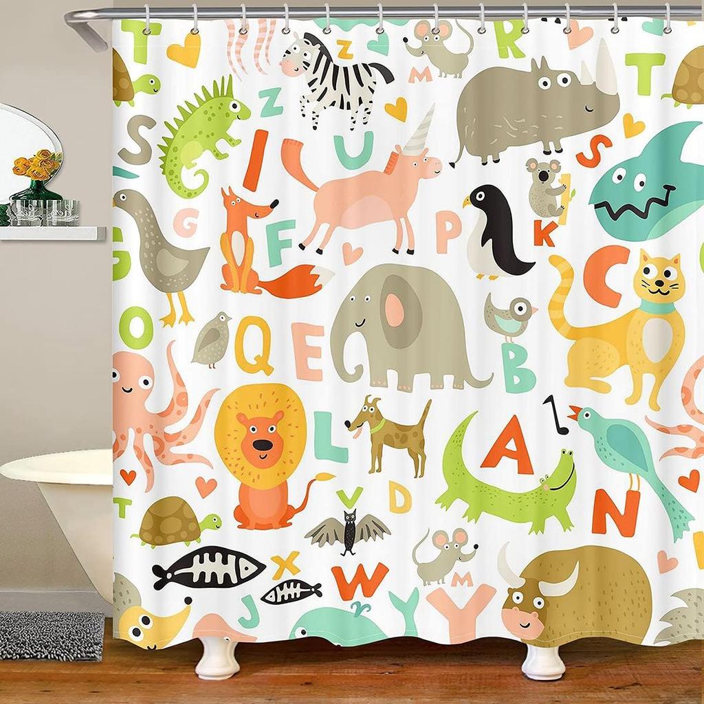 Cat Bath Curtain Kids Cartoon Pet Cats Shower Curtain For Boys Girls Children Cute Kitten Bathroom Shower Curtain Set Decor 3D