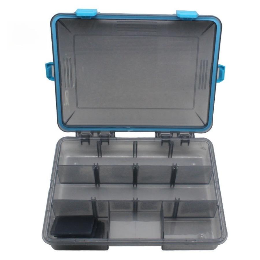 4-Latch K-Style Lure Box - Single-Layer Fishing Tackle Case with 4-Color Adjustable Inserts
