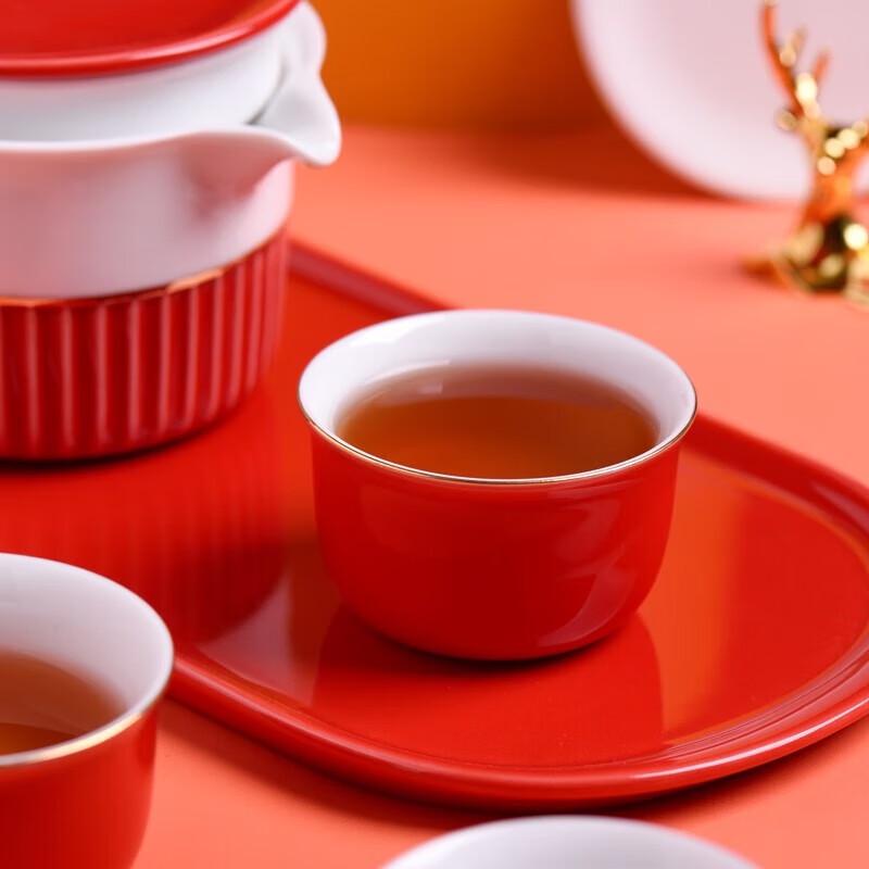 Red Rhyme Ceramic Tea Set