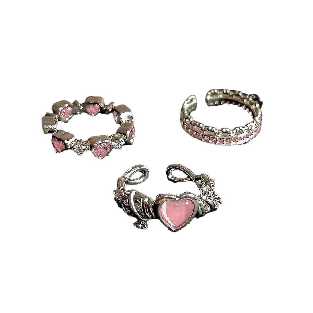 2025 Chic Thorn Pink Diamond Heart Ring for Women – Elegant Open Index Finger Design