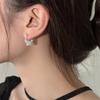 French Butterfly Zircon Ear Buckle Women'S Retro Hollow Short Earrings Personalized Street Shot Cold Wind Light Luxury Temperament Earrings