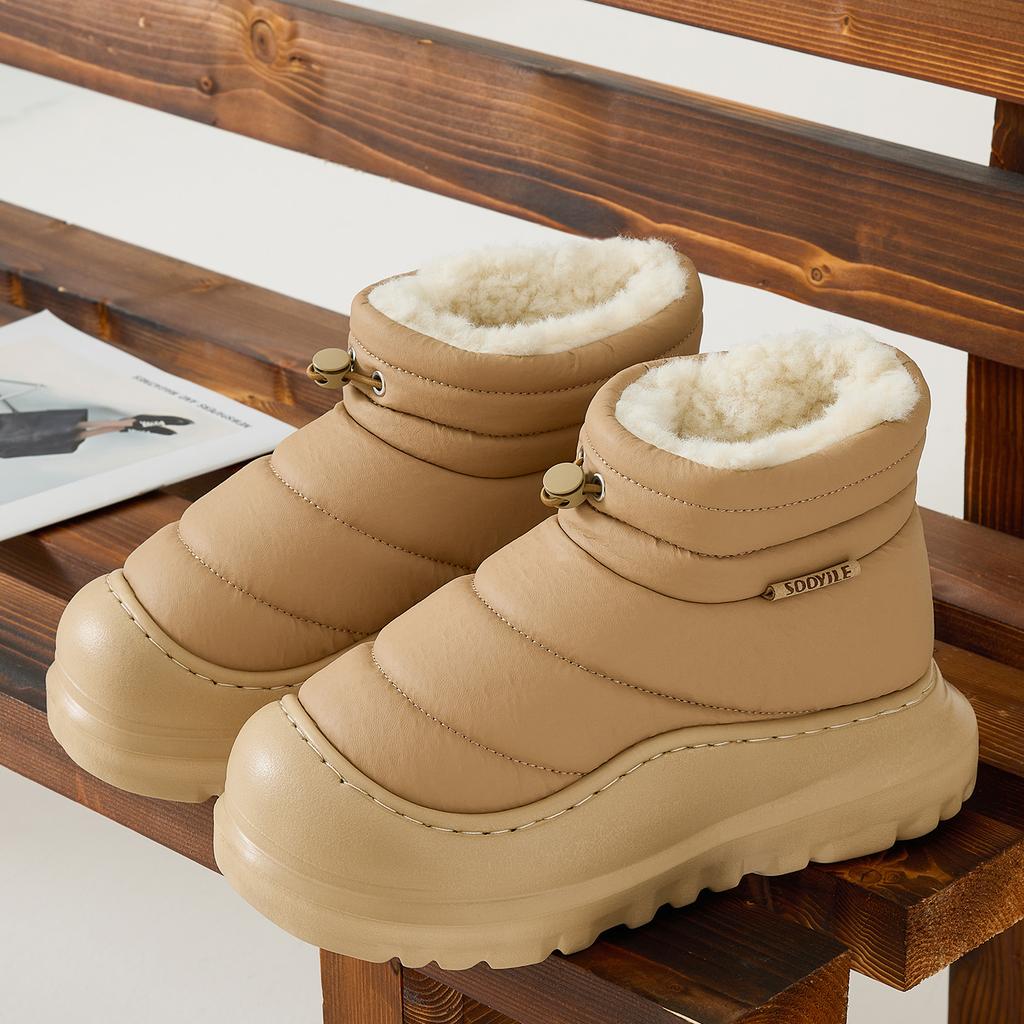 High-top Waterproof Cotton Slippers, Down Thermal Bag and Autumn and Winter Soft-soled Home Non-slip Plush Cotton Shoes