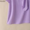 ZANZEA Women Elegant Round Neck Casual Short Sleeve Blouse
