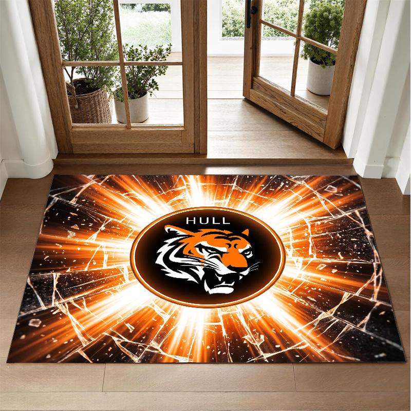 Hull City Football Design Crystal Velvet Rug Soft Decorative Mat for Bedroom Entrance